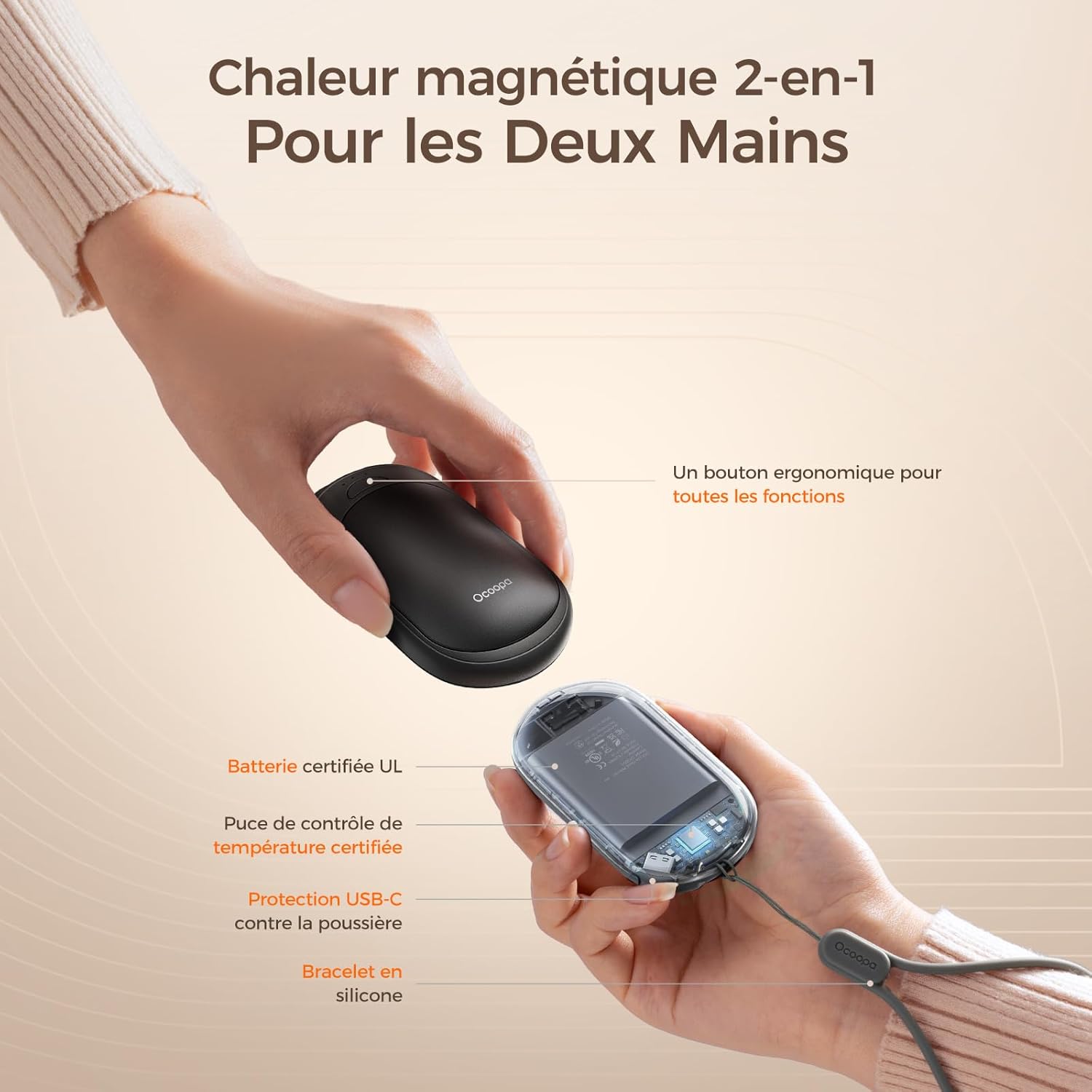 Chauffe-Mains Élégant Rechargeable™