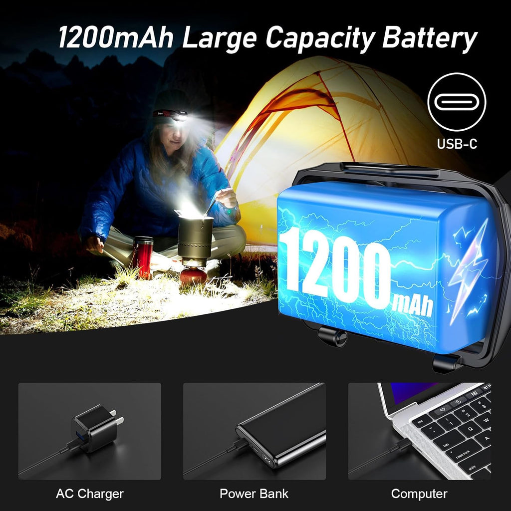 Blukar Lampe Frontale Rechargeable, Super Lumineux Étanche Léger Torche Frontale LED Puissante avec Voyant Rouge, 8 Modes d'éclairage, Détecteur de Mouvement, 30H d'autonomie pour Course/Camping