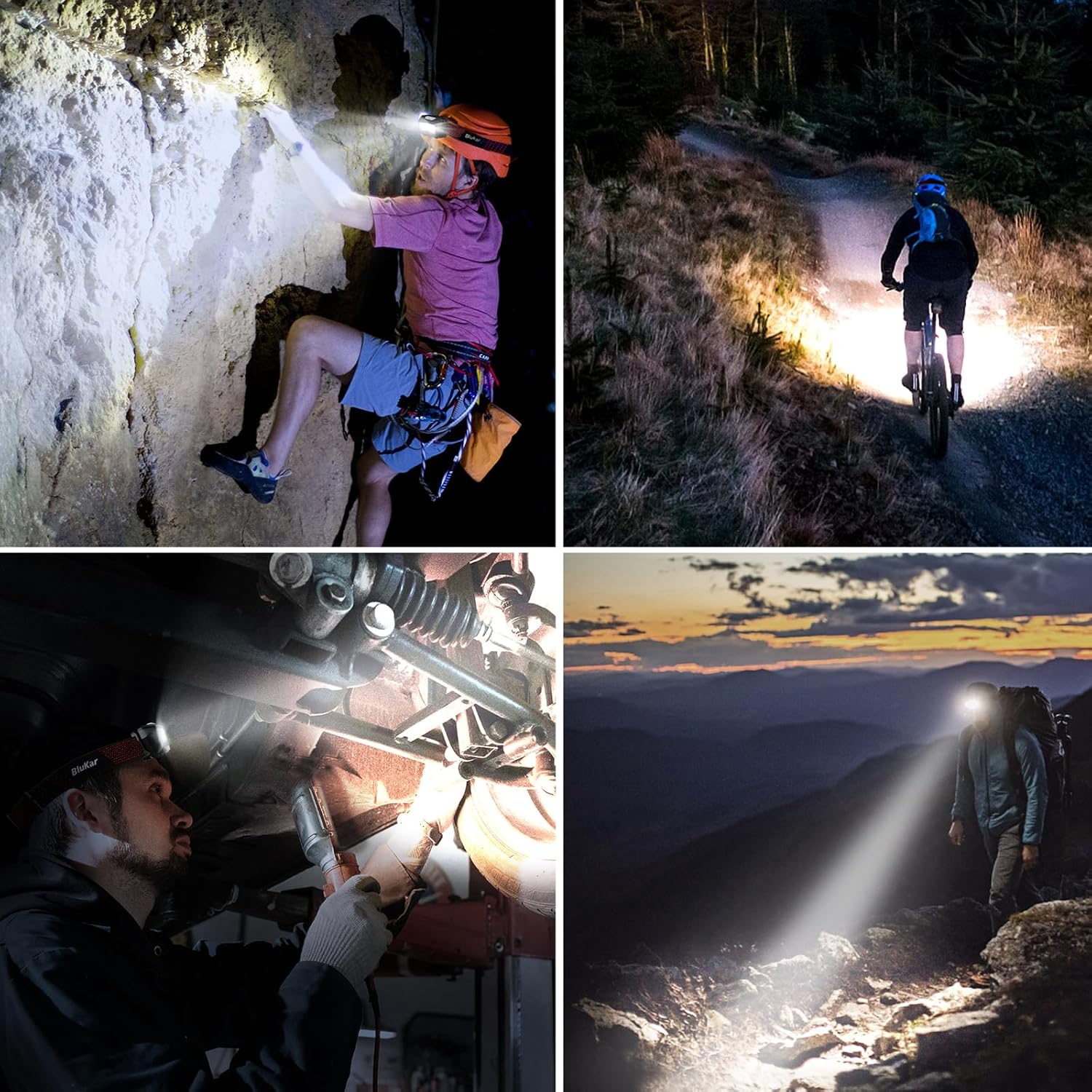 Blukar Lampe Frontale Rechargeable, Super Lumineux Étanche Léger Torche Frontale LED Puissante avec Voyant Rouge, 8 Modes d'éclairage, Détecteur de Mouvement, 30H d'autonomie pour Course/Camping